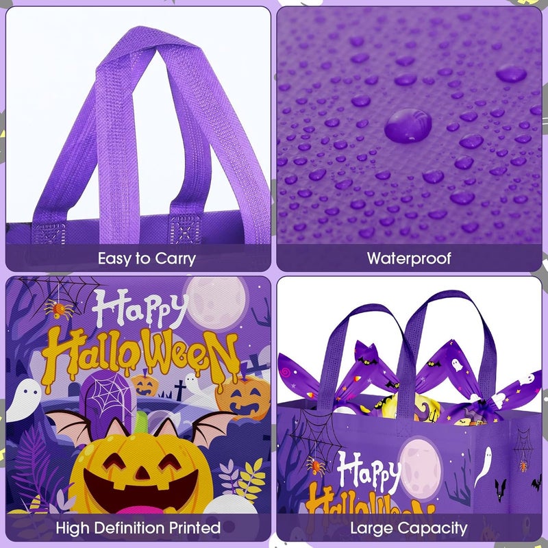 PERFQU 6 Pcs Halloween Goodie Bags - Large Happy Hallowen Party Favor Bag, Cute Non-Woven Tote Goody Candy Gift Bags with Handles for Halloween Themed Trick or Treat Party Favors Supplies - Image 5